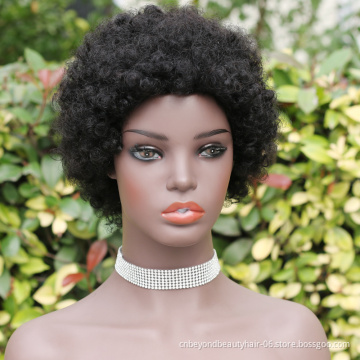 short human hair pixie wig full machine made human hair wigs kinky curly for black women